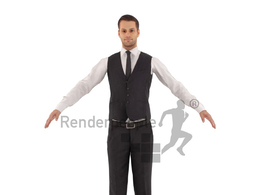 现代人物模型：服务员C4D模型