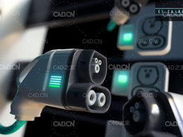 C4D Arnold电动汽车充电器模型 Cinema 4D 3D Model EV Charger