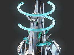 未来科幻创意摩天大楼建筑c4d模型 Sci-Fi Futuristic Future Fantasy City Building-2