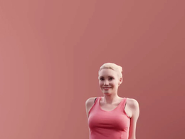 三维扫描写实人物盘腿坐地上的金发女郎