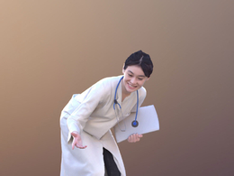 三维扫描写实人物身手弯腰沟通的女医生