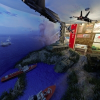 展厅半景画馆整体C4D模型：登岛作战模型