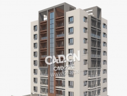 城市楼房居民楼公寓楼C4D模型Apartment Building