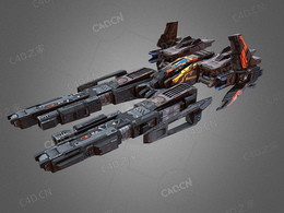 C4D科幻炮舰科幻飞船太空舰飞船科幻飞行器太空船外星战舰模型Sci Fi Gunship R4