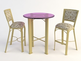 欧式铁艺桌椅 玻璃桌椅C4D模型 Tables and chairs -009 3d model