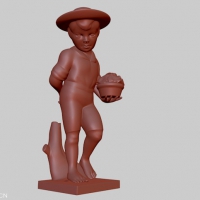 戴帽小孩C4D雕塑模型