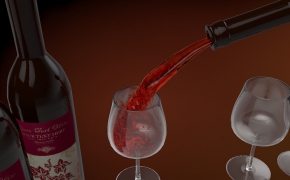红酒倒到酒杯的C4D模型 Red wine 3D model