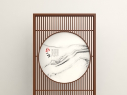 新中式屏风隔断带画