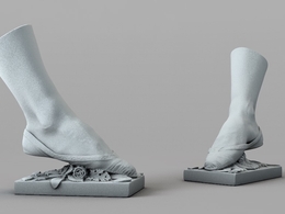 跳舞者的脚部特写雕塑 芭蕾舞鞋雕塑C4D模型 Ballet Foot Close-up