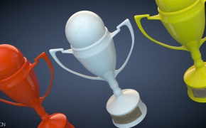 瓷质足球奖杯C4D模型