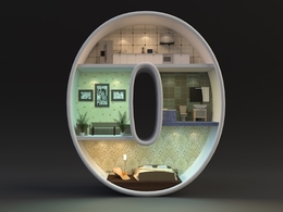 C4D圆型微缩室内景观模型 Indoor miniature landscape