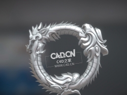 上古卷轴龙头雕刻圆环C4D模型 Elder Scrolls Online Logo