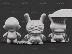 三个卡通玩偶C4D模型
