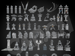 74个中式装饰元素模型