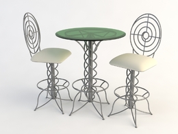 欧式铁艺桌椅 玻璃桌椅C4D模型 Tables and chairs -016 3d model