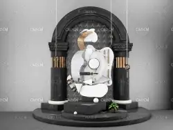 黑金色欧式风格创意背景C4D电商背景