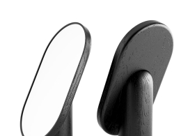 黑色木质转角镜tre product家居3D模型素材下载Woodturn Mirror Black by tre product