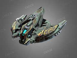 C4D科幻炮舰科幻飞船太空舰飞船科幻飞行器太空船外星战舰模型Sci Fi Gunship CR5