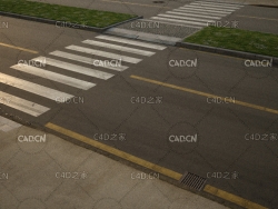 双向机动车道中间的人行道场景模型 street kit scene