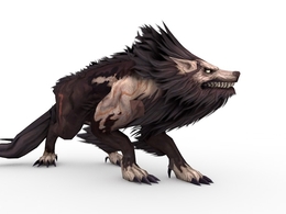 变异的长毛狼C4D游戏角色模型（绑定+动画）Wolf 3d model
