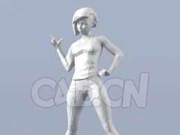 低面多边形卡通人物摆酷的女人模型