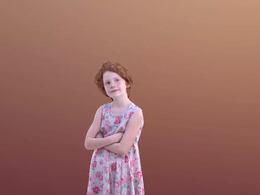 三维扫描写实人物双手抱胸的国外小女孩