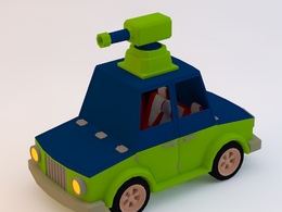 低面卡通汽车C4D模型 Toye car