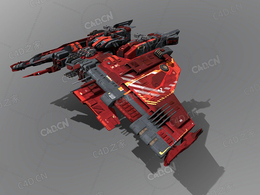 C4D护卫舰飞船太空舰飞船科幻飞行器太空船外星战舰模型Frigate GX8