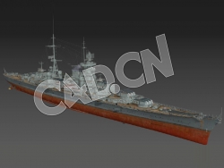 C4D海军舰艇军舰舰船-兴登堡级战列舰模型 Hindenburg 1945 3d Model