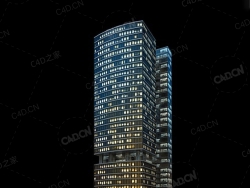 夜间摩天大楼办公楼写字楼C4D模型 Archmodels Vol.103_Night Skyscrapers - model-05