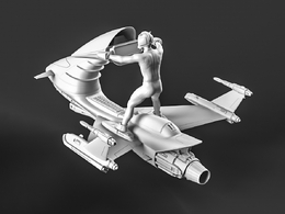 男飞行员驾驶科幻飞行器c4d免费模型下载Sky jet Pilot v1