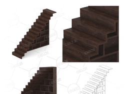 带书柜的直式楼梯实木楼梯复式公寓别墅楼梯C4D模型Stairs 3d model-29