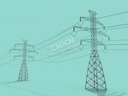 高压线铁塔电力线路C4D模型 Power-Lines