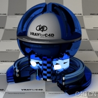 vray for c4d材质：Blue "Frosted" Glass