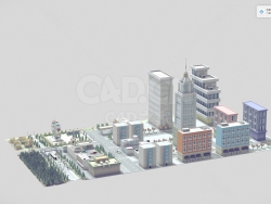 低多边形城市道路楼房建筑 low poly city