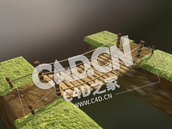 C4D卡通小木桥索桥模型 rope bridge