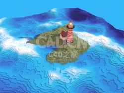 C4D低聚卡通海岛灯塔模型 Lighthouse Island Voxel