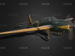C4D第二次世界大战海军舰载攻击机格鲁曼 TBM - 3 AVENGER飞机模型 Attack a