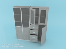 【OC渲染】组合柜子置物柜书柜三维模型含材质贴图