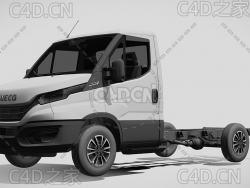 依维柯平板车卡车运输车牵引车2022款C4D汽车模型下载