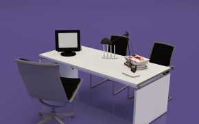 办公电脑桌椅C4D模型组合 Office computer tables and chairs 3D model