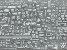 268个机械零部件3D模型 3D Kitbash – 268 metal piece parts