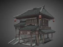 中式古代建筑高精度3D模型资源带完整贴图材质，适用于古风游戏影视虚拟场景环境搭建ancient-architectures