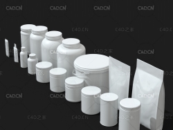 17种包装袋塑料盒子塑料桶C4D模型 Complete Supplements 3d Models Pack
