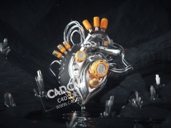 C4D科幻机械心脏模型 Mechanical heart