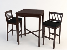 欧式铁艺桌椅 休闲木桌椅C4D模型 Tables and chairs -019 3d model