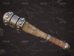 暗黑破坏神游戏装备榔头木棒武器C4D模型 Wooden stick weapon equipment