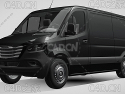 黑色福莱纳货运面包车封闭玻璃货车2019款C4D汽车模型下载
