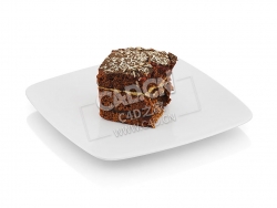 C4D吃了一半的巧克力蛋糕食物模型 Half-eaten piece of chocolate cake
