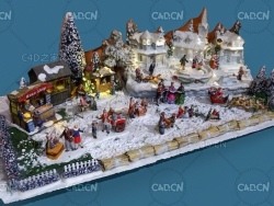 热闹的圣诞派对卡通场景3D扫描模型